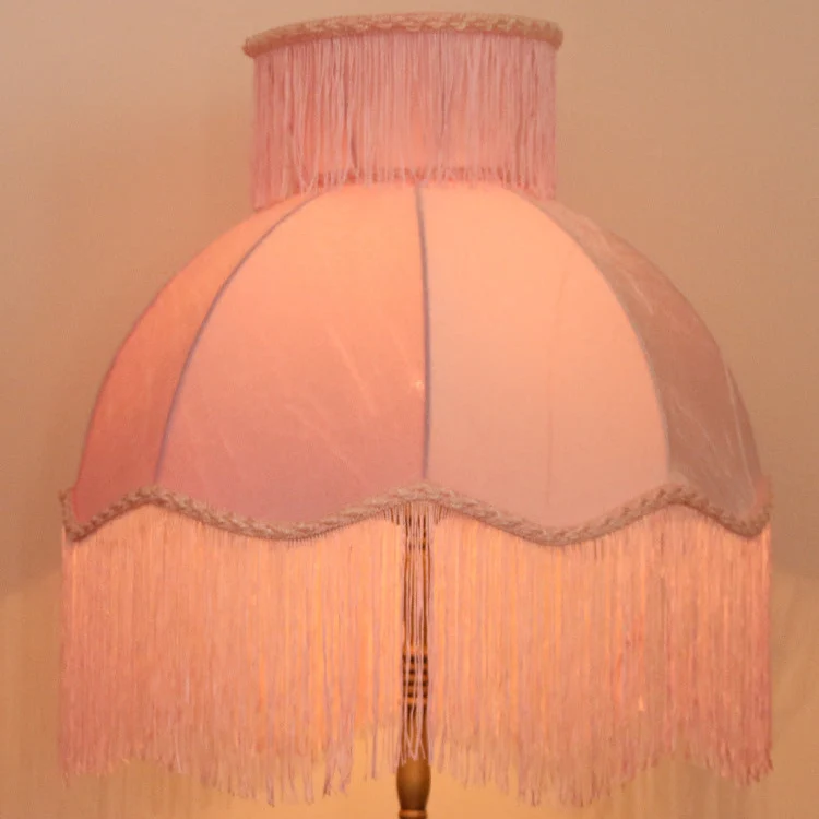 Traditional Vintage Cylinder Semicircle Tassel Fabric Copper 1-Light Standing Floor Lamp For Living Room