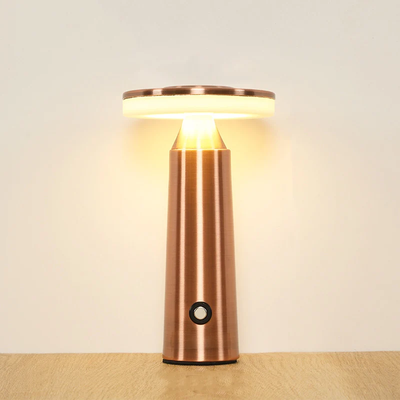 Contemporary Scandinavian Rechargeable Round Iron Acrylic LED Table Lamp Nigh Light For Bedside