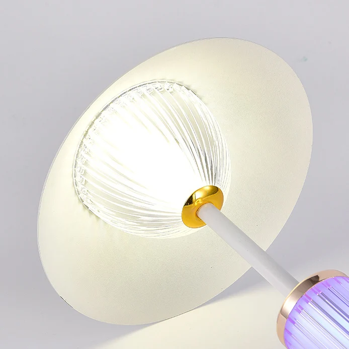 Contemporary Scandinavian Rechargeable Iron Acrylic Conic Cylinder Touch Dimming LED Table Lamp For Bedroom