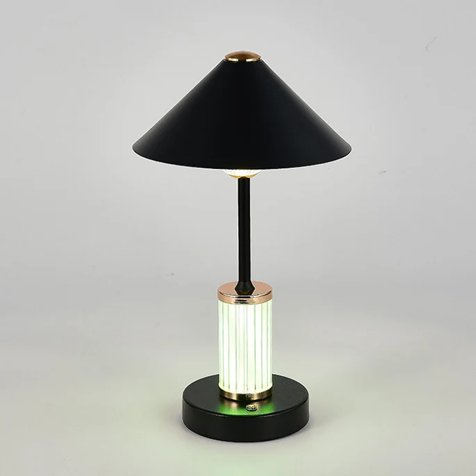 Contemporary Scandinavian Rechargeable Iron Acrylic Conic Cylinder Touch Dimming LED Table Lamp For Bedroom