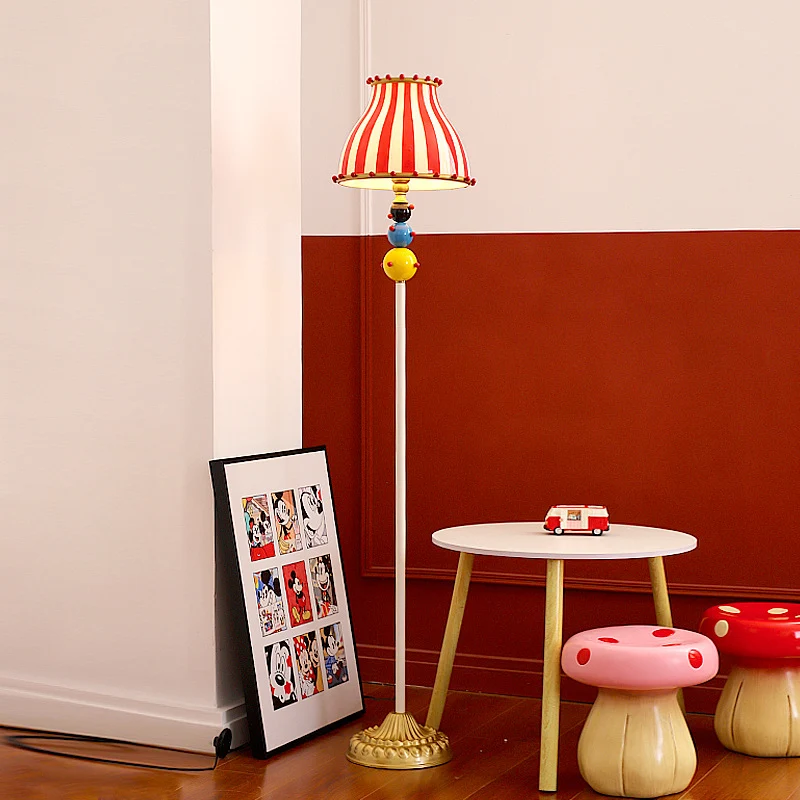 Contemporary Creative Circus Colorful Round Cone Iron Glass 1-Light Standing Floor Lamp For Living Room