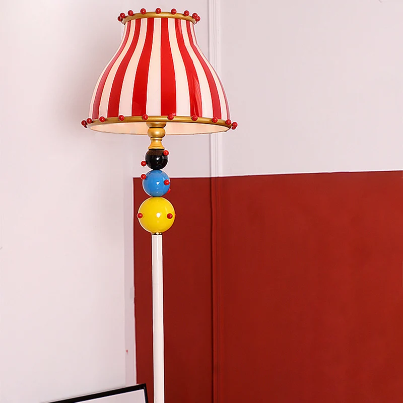 Contemporary Creative Circus Colorful Round Cone Iron Glass 1-Light Standing Floor Lamp For Living Room