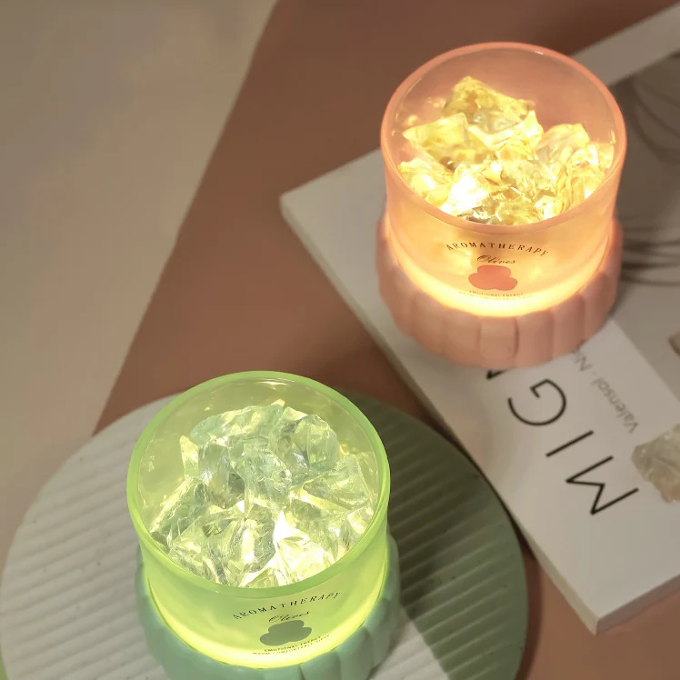 Modern Minimalist Cylinder Round Gravel ABS Glass LED Table Lamp For Bedroom