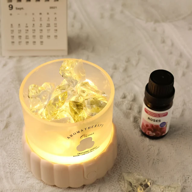 Modern Minimalist Cylinder Round Gravel ABS Glass LED Table Lamp For Bedroom