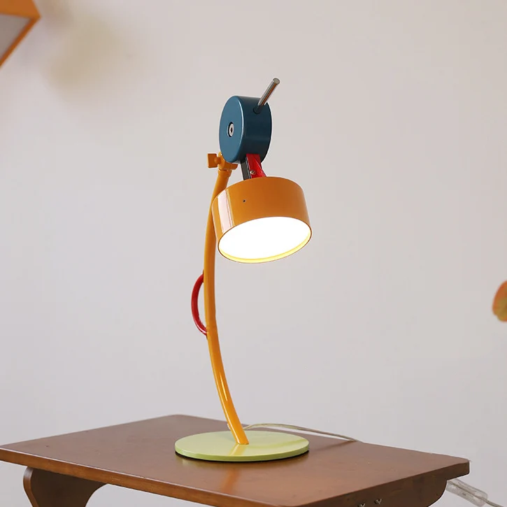 Contemporary Creative Adjustable Head Colorful Geometric Building Blocks Iron PVC LED Table Lamp For Bedroom