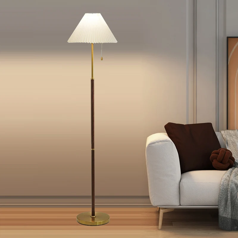 Traditional Vintage Drum Iron Fabric 1-Light Standing Floor Lamp For Living Room