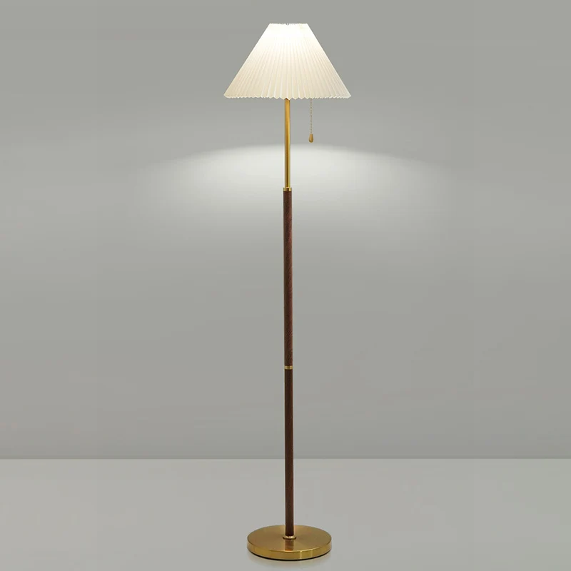 Traditional Vintage Drum Iron Fabric 1-Light Standing Floor Lamp For Living Room