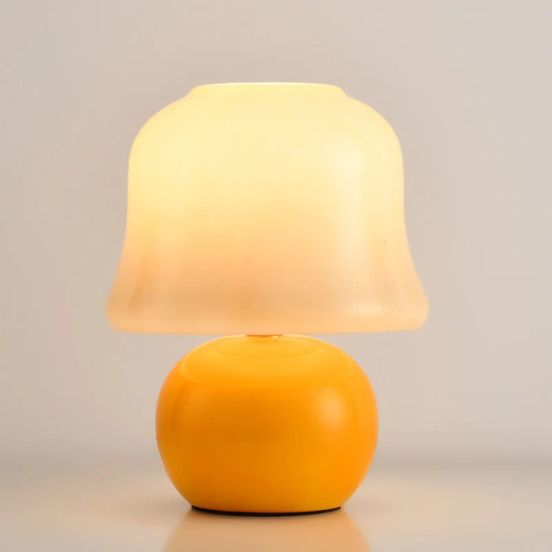 Contemporary Creative Drum Ceramic Glass 1-Light Table Lamp For Living Room