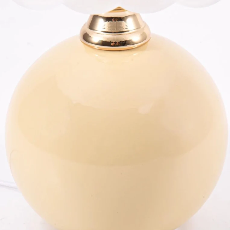 Contemporary Nordic Half Dome Flower Globe Base Iron Ceramic Glass 1-Light Table Lamp For Bedroom