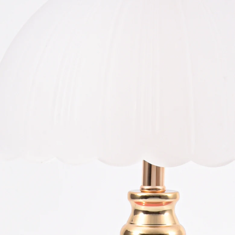 Contemporary Nordic Half Dome Flower Globe Base Iron Ceramic Glass 1-Light Table Lamp For Bedroom