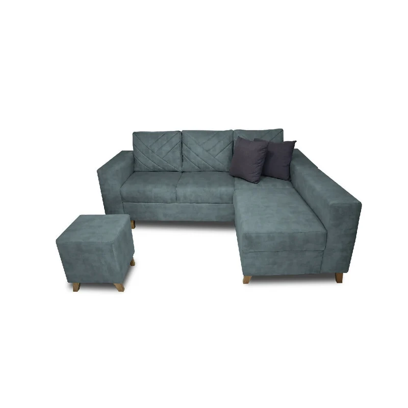 Sala Ámsterdam + Silla +Puff en Tela Amigable con Mascotas 205X72X155 cm Acero