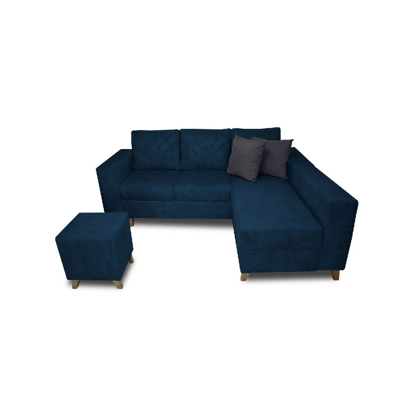 Sala Ámsterdam + Silla + Puff en Tela Amigable con Mascotas 205X72X155 cm Azul Petróleo