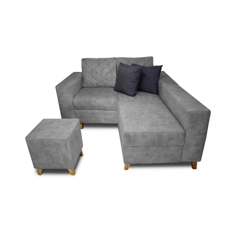Sala Ámsterdam + Silla + Puff en Tela Amigable con Mascotas 150X72X155 cm Gris