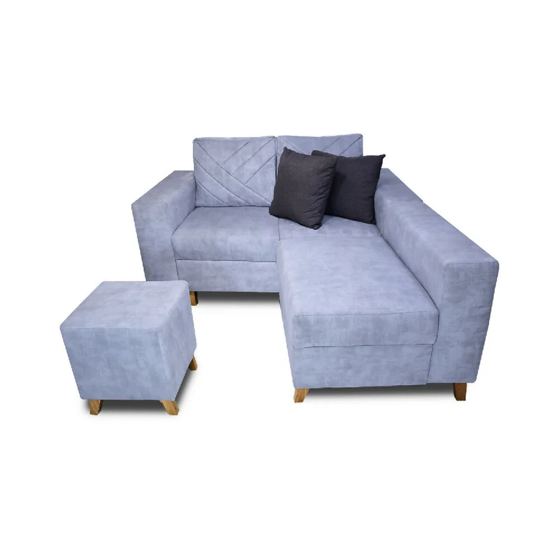 Sala Ámsterdam + Silla + Puff en Tela Amigable con Mascotas 150X72X155 cm Hielo