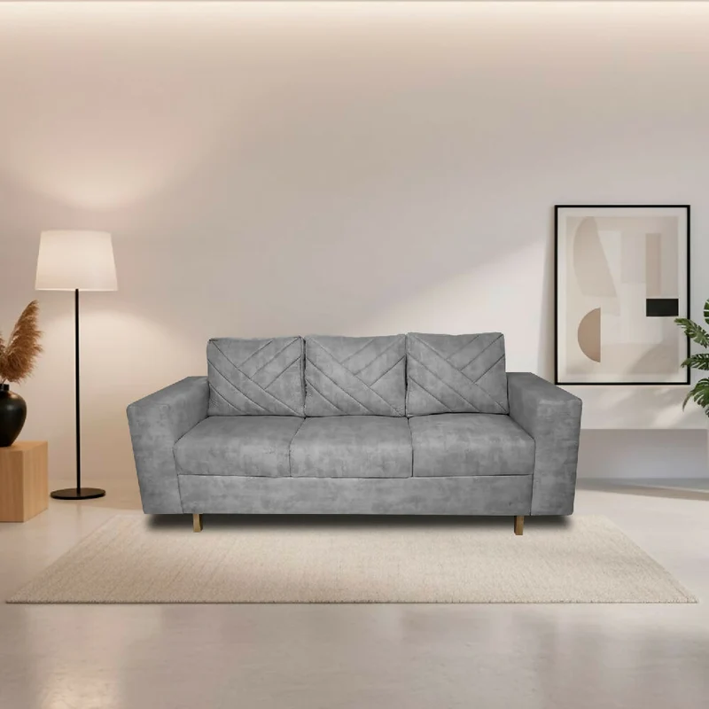 Sofá Ámsterdam 3Ptos en Tela Amigable con Mascotas 205X72X75 cm Gris
