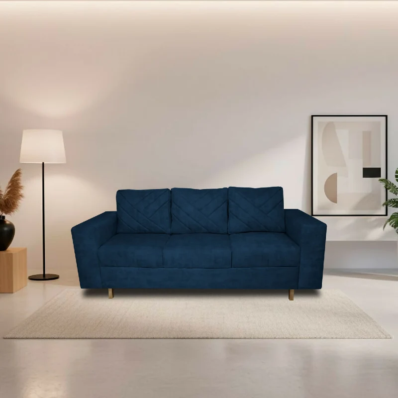 Sofá Ámsterdam 3Ptos en Tela Amigable con Mascotas 205X72X75 cm Azul Petróleo