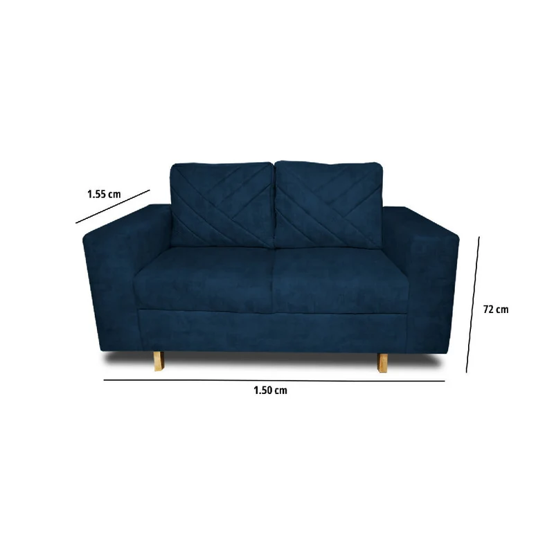 Sofá Ámsterdam 2Ptos en Tela Amigable con Mascotas 150X72X75 cm Azul Petróleo