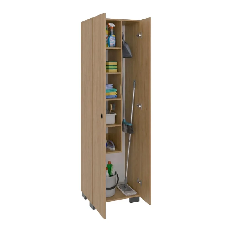 Mueble de Aseo Blake, Kronos Fresno, Incluye Colgador para Escobas y Variedad de Entrepaños ZF