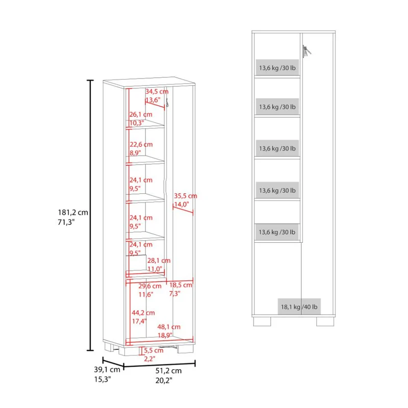Mueble de Aseo Blake, Kronos Fresno, Incluye Colgador para Escobas y Variedad de Entrepaños ZF