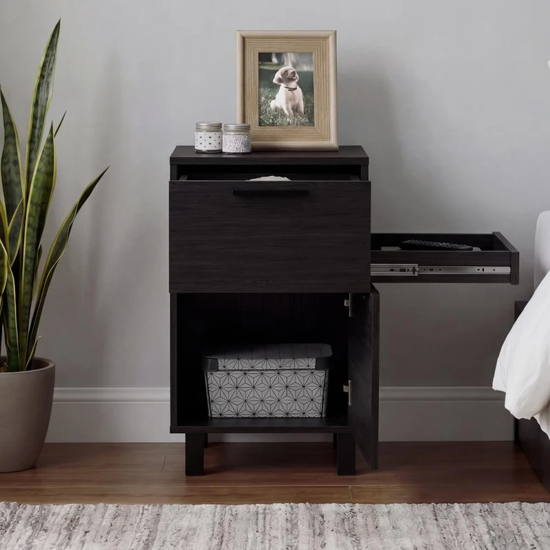 Mesa de Noche Secret, Kronos Wengue, con una Puerta y Cajón Secreto ZF