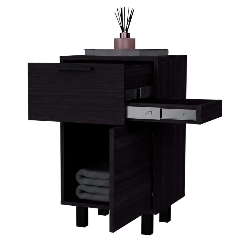 Mesa de Noche Secret, Kronos Wengue, con una Puerta y Cajón Secreto ZF