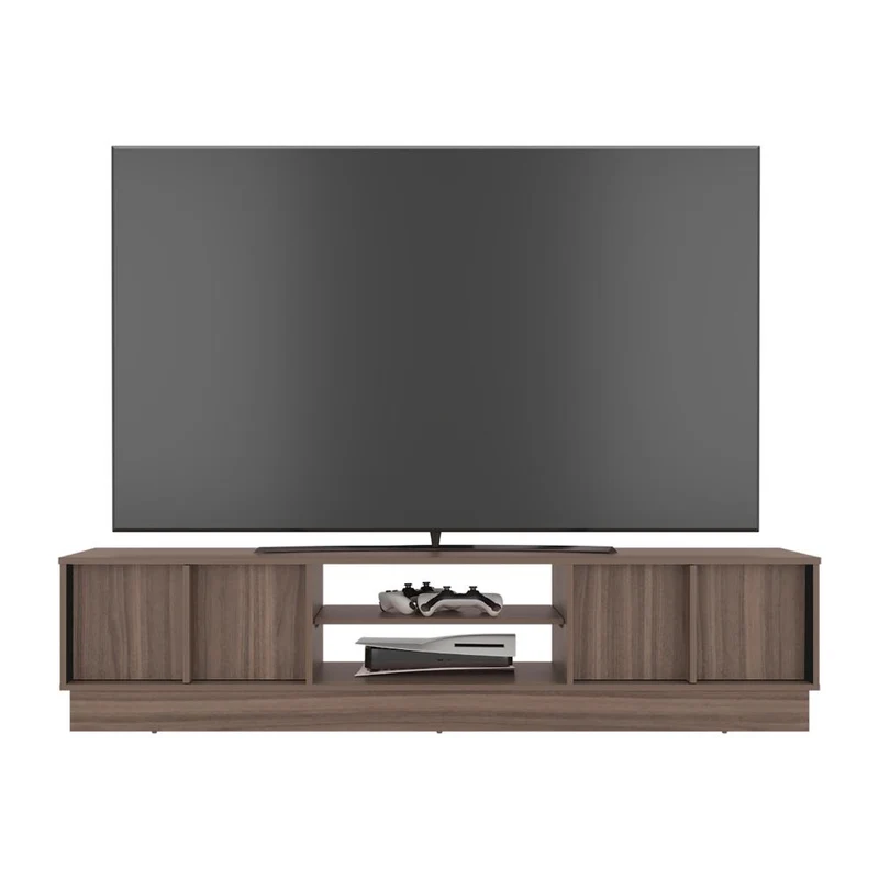 Mesa para TV Caobe, Avellana y Wengue, para Televisor de hasta 75 Pulgadas con Cuatro Puertas