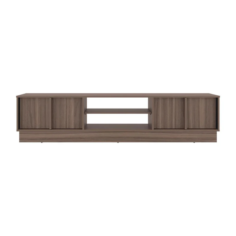 Mesa para TV Caobe, Avellana y Wengue, para Televisor de hasta 75 Pulgadas con Cuatro Puertas