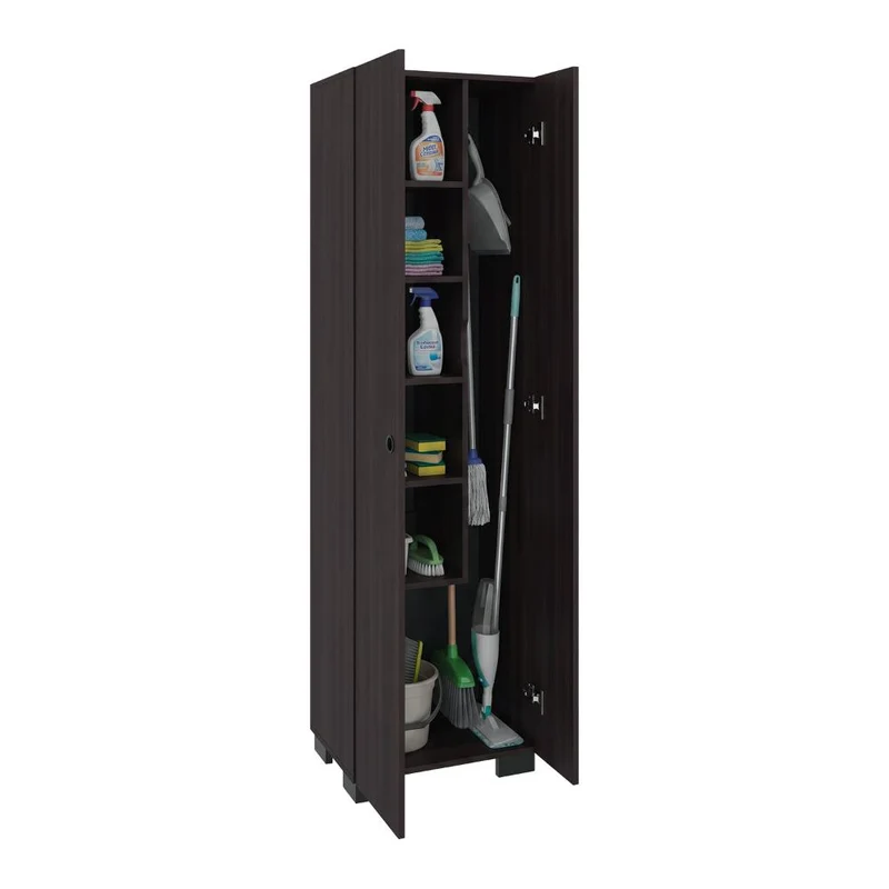 Mueble de Aseo Blake, Kronos Nogal, Incluye Colgador para Escobas y Variedad de Entrepaños ZF