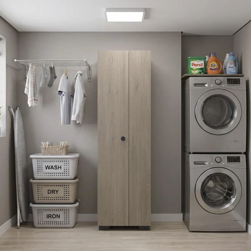 Mueble de Aseo Blake, Kronos Cannolo, Incluye Colgador para Escobas y Variedad de Entrepaños ZF
