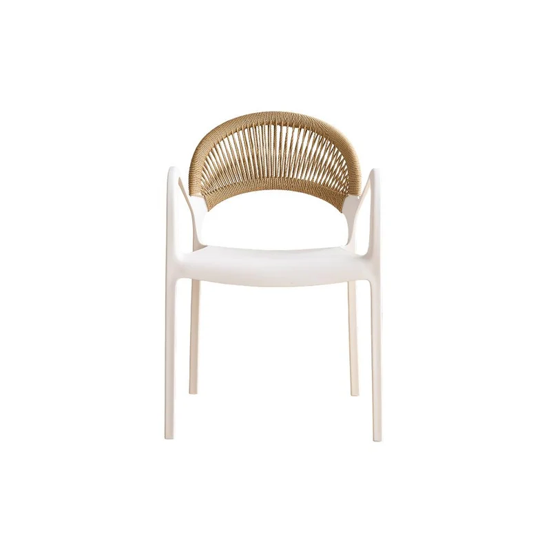 Silla Daytona, Blanco y Café Claro, con Espaldar, Reposa Brazos y Diseño Minimalista