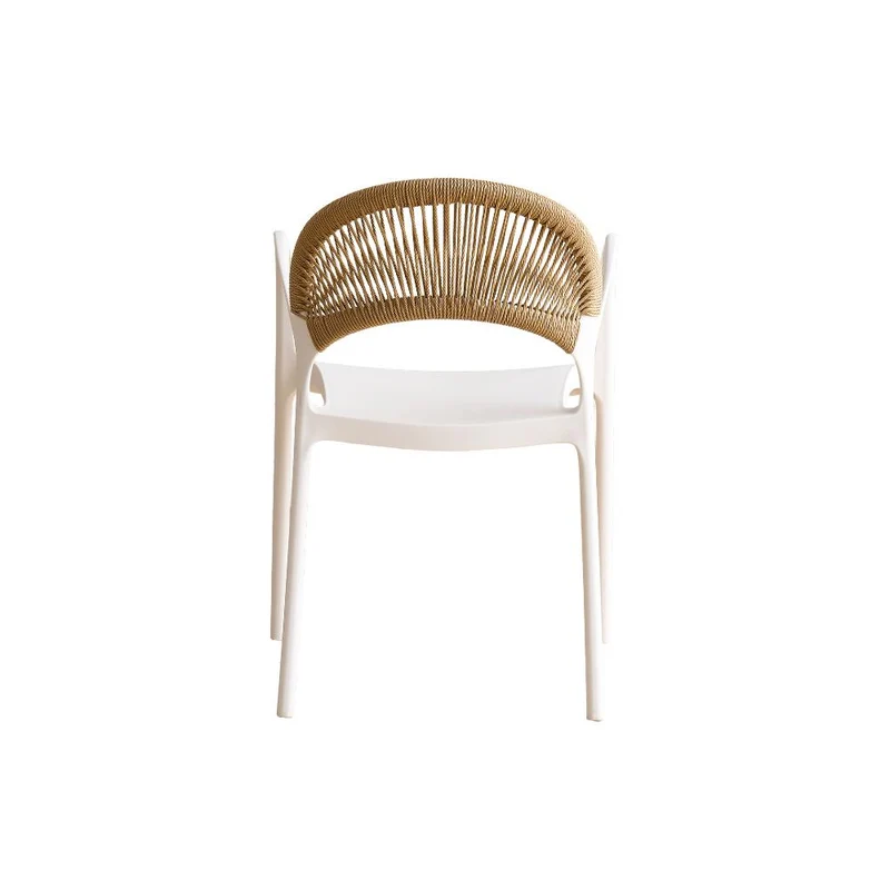Silla Daytona, Blanco y Café Claro, con Espaldar, Reposa Brazos y Diseño Minimalista