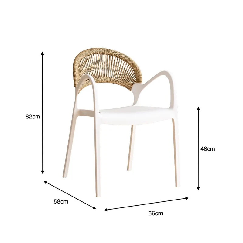 Silla Daytona, Blanco y Café Claro, con Espaldar, Reposa Brazos y Diseño Minimalista
