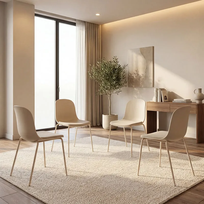 Set de 4 Sillas con Cojín Aiara, Color Blanco, Diseño Moderno