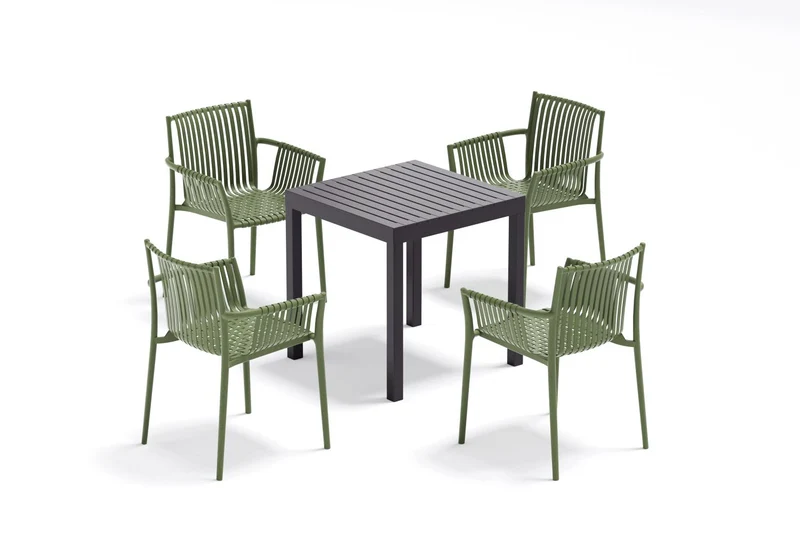 Silla Madrid con Brazos, Color Verde Olivo, con Espaldar y Diseño Moderno