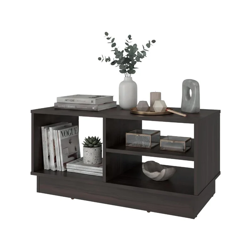 Mesa de Centro Caoba, Kronos Nogal, con 3 Compartimentos de Fácil Instalación ZF
