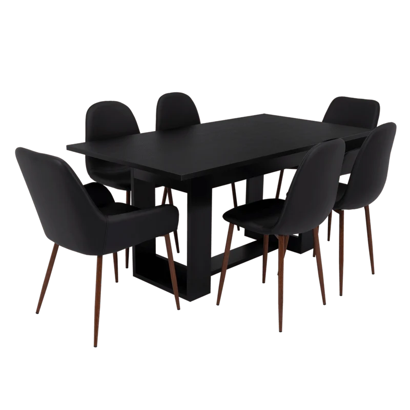 Combo Comedor Satura, Wengue y Café Claro, Incluye Comedor y 6 Sillas