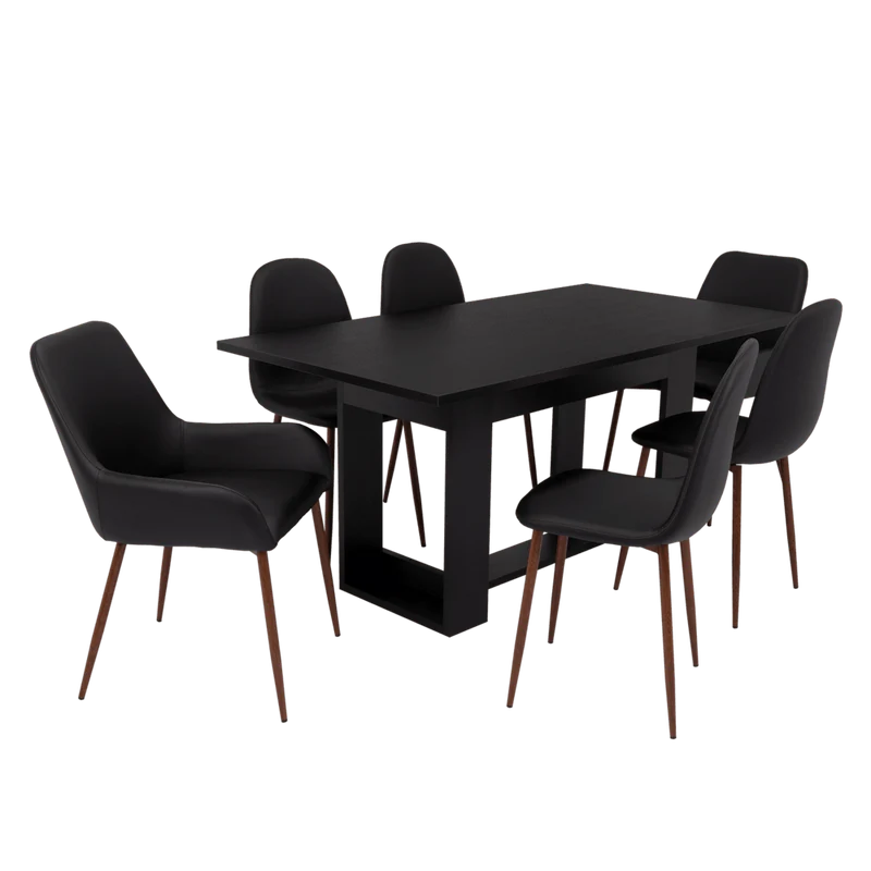 Combo Comedor Satura, Wengue y Café Claro, Incluye Comedor y 6 Sillas