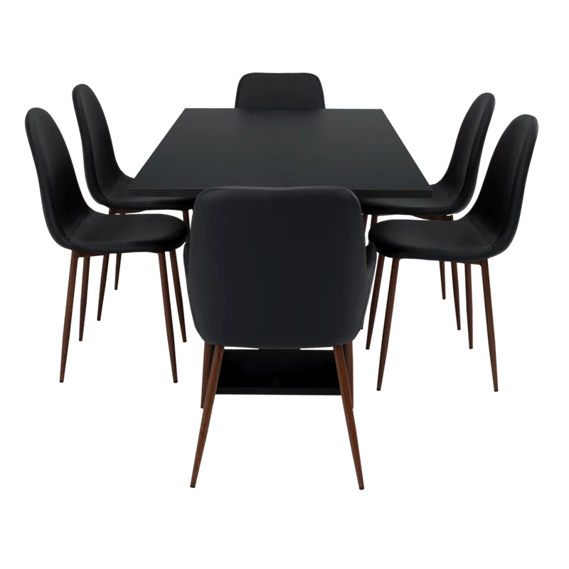Combo Comedor Satura, Wengue y Café Claro, Incluye Comedor y 6 Sillas
