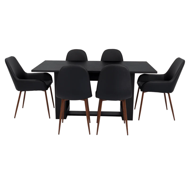 Combo Comedor Satura, Wengue y Café Claro, Incluye Comedor y 6 Sillas