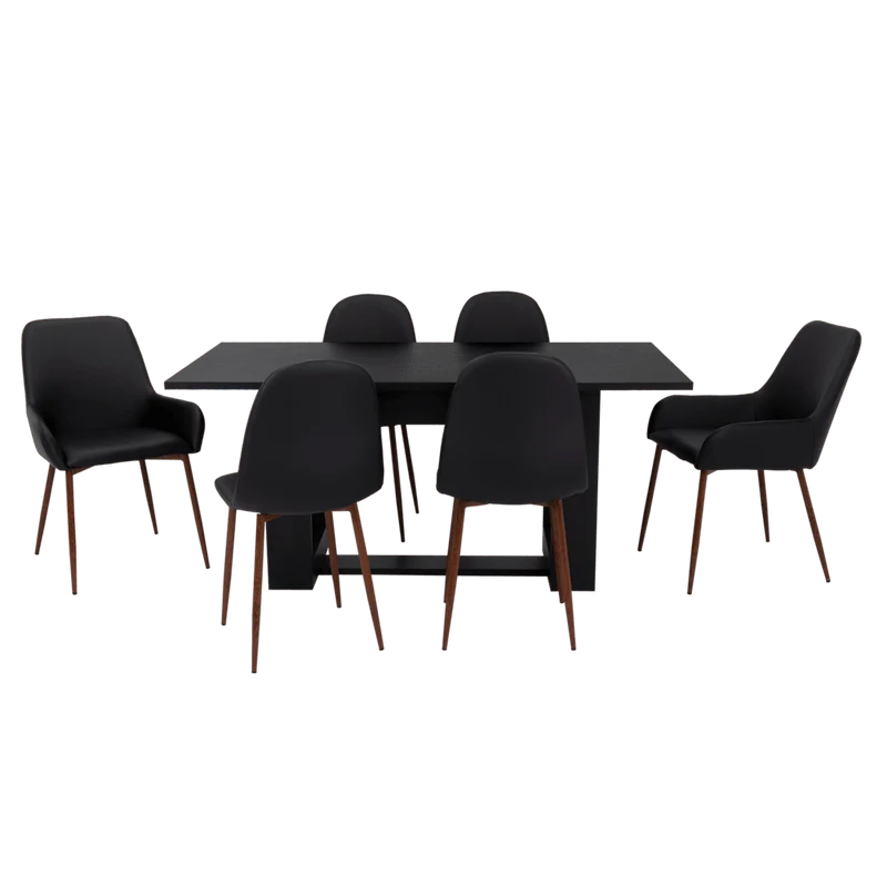 Combo Comedor Satura, Wengue y Café Claro, Incluye Comedor y 6 Sillas