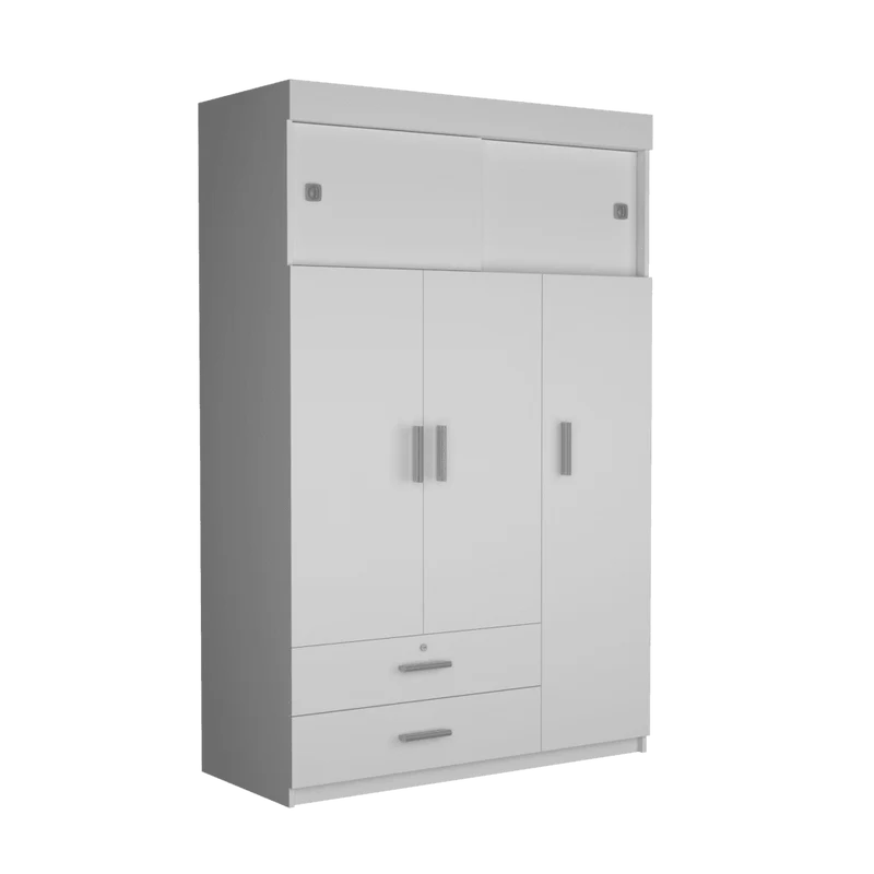Clóset Besk, Blanco, con un Tubo Cromado para Colgar Ropa ZF