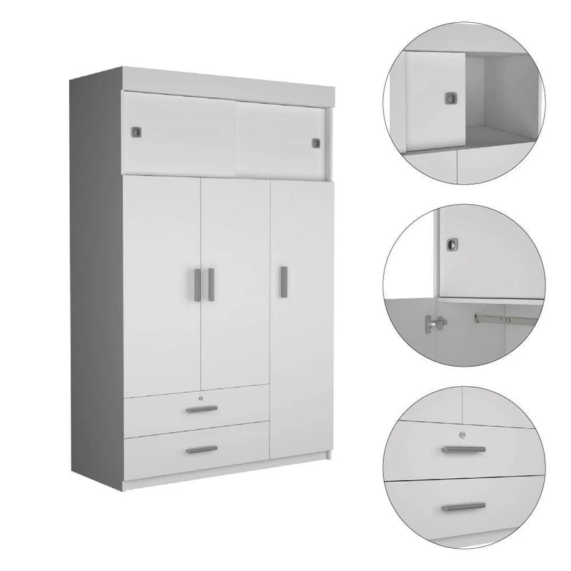 Clóset Besk, Blanco, con un Tubo Cromado para Colgar Ropa ZF