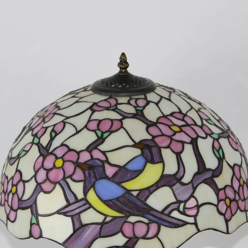 Traditional Tiffany Dome Resin Colorful Glass 2-Light Table Lamp For Living Room