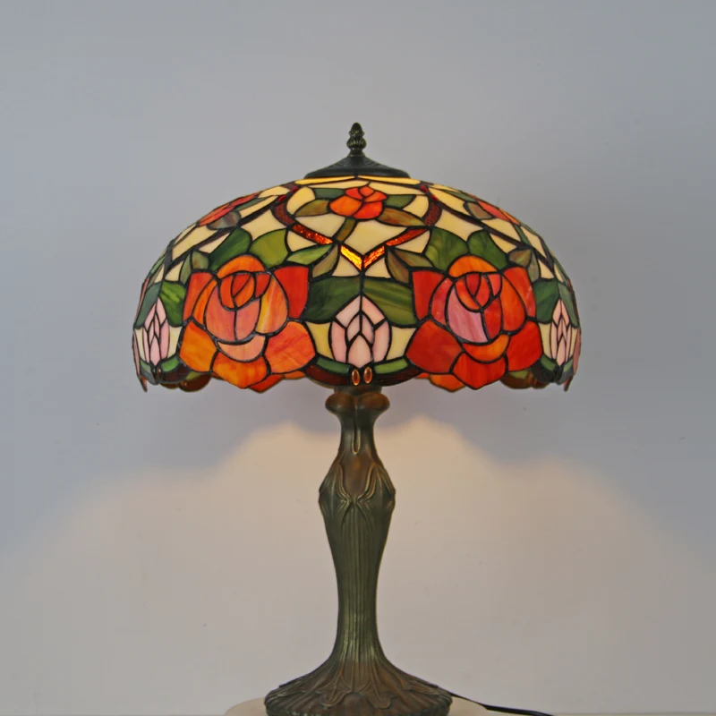 Traditional Tiffany Dome Resin Colorful Glass 2-Light Table Lamp For Living Room
