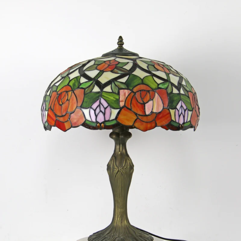 Traditional Tiffany Dome Resin Colorful Glass 2-Light Table Lamp For Living Room