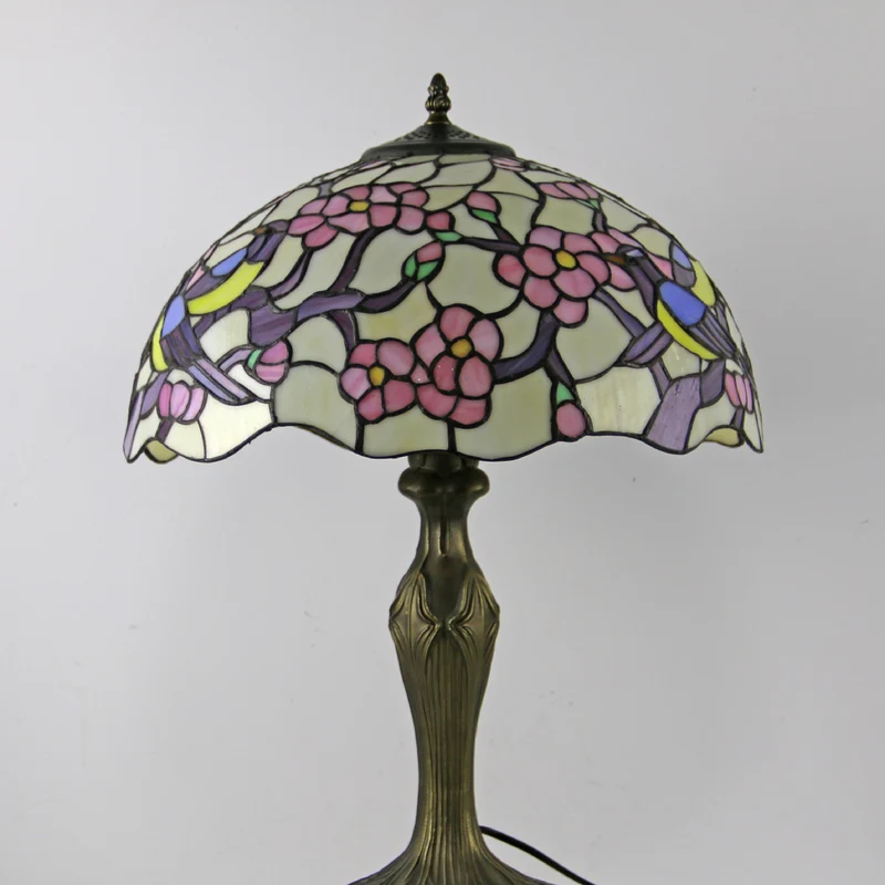 Traditional Tiffany Dome Resin Colorful Glass 2-Light Table Lamp For Living Room
