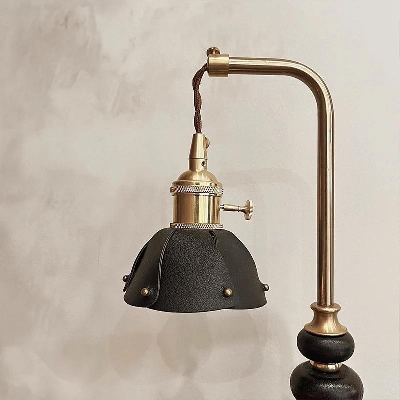 Traditional Vintage Round Octagonal Metal Wood Veneer 1-Light Melting Wax Table Lamp For Bedroom