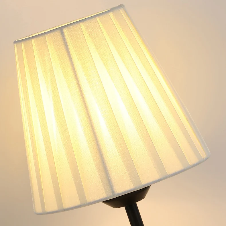 Contemporary Nordic Pleated Drum Shade Fabric Iron 1-Light Table Lamp For Bedroom