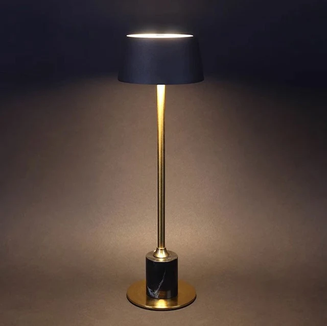 Modern Minimalist Portable USB Round Cylinder Iron Acrylic Marble LED Table Lamp For Bedroom