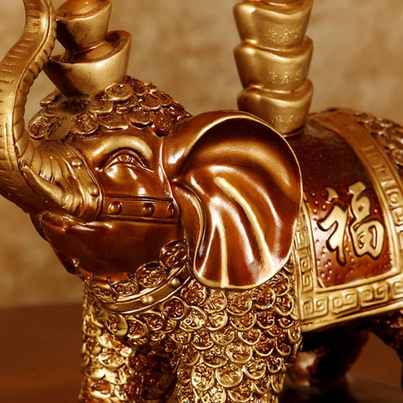 Traditional Vintage Elephant Round Fabric Resin 1-Light Table Lamp For Living Room